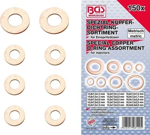 Bgs Technic Podkładki pod wtryskiwacze, 13.8-20 mm, 150 cz. B.8120 - Pozostałe wyposażenie warsztatu - miniaturka - grafika 1