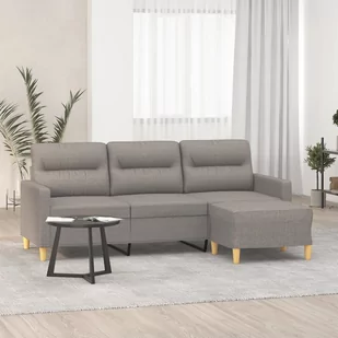 vidaXL 3-osobowa sofa z podnóżkiem, taupe, 180 cm, tkaniną - Sofy i kanapy - miniaturka - grafika 1