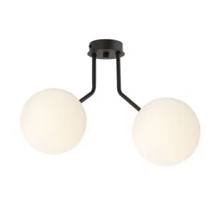Emibig Lighting czarny krótki żyrandol białe klosze NOVA 2 BLACK/OPAL 1138/2 nowoczesna lampa sufitowa czarno-biała do małej sypialni 1138/2 - Lampy sufitowe - miniaturka - grafika 1