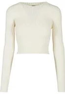 Bluzy damskie - Urban Classics Damska bluza z krótkim rękawem Rib Knit Twisted Back Sweater, Whitesand, 3XL - miniaturka - grafika 1