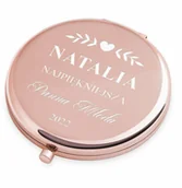 Lusterka do makijażu - Lusterko okrągłe różowe z grawerem dla przyjaciółki na wieczór panień - miniaturka - grafika 1