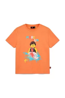Koszulki dla dziewczynek - Lego t-shirt bawełniany dziecięcy kolor pomarańczowy z nadrukiem - grafika 1