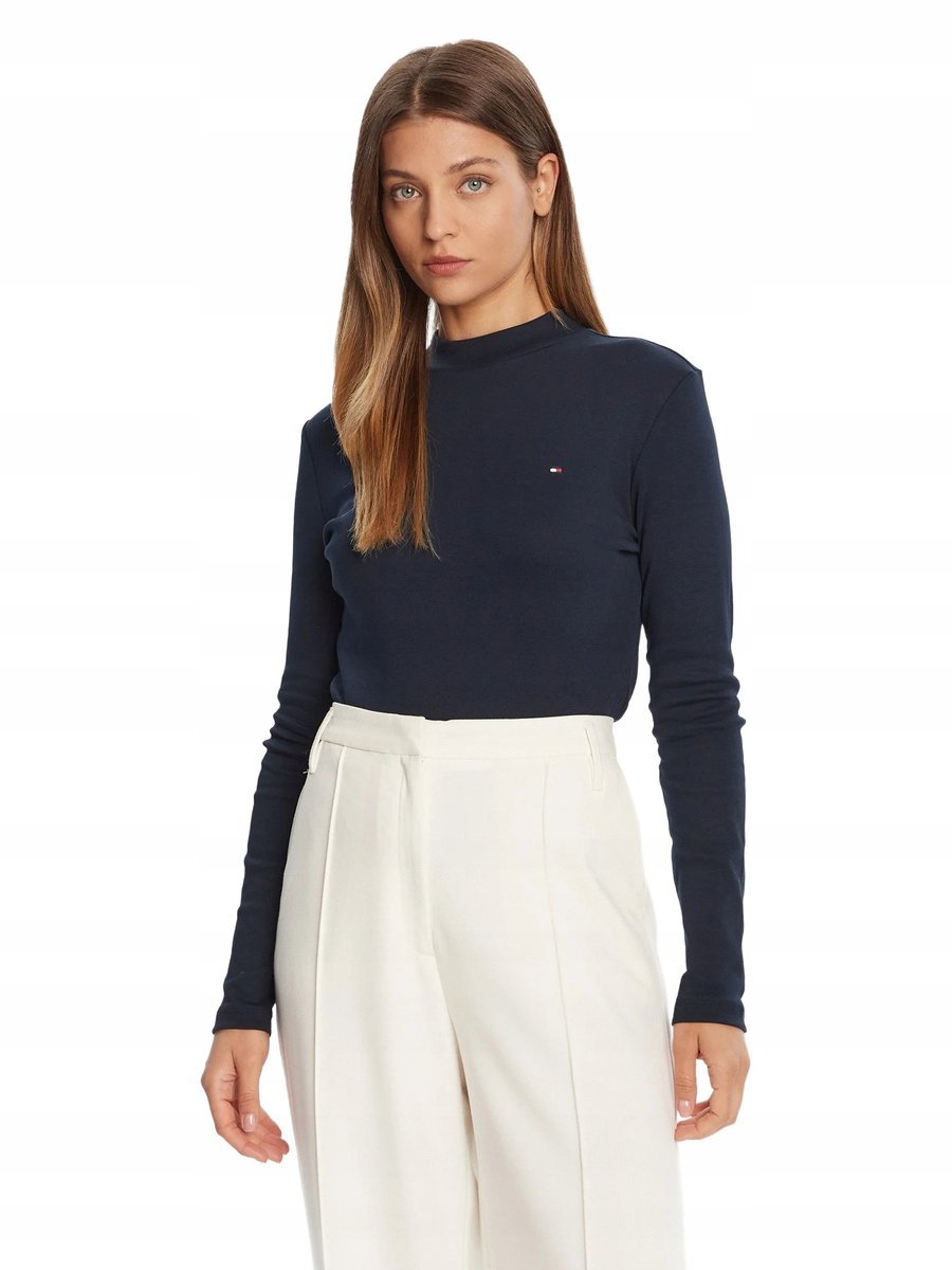 TOMMY HILFIGER BLUZKA DOPASOWANA DAMSKA DŁUGI RĘKAW L 6BA