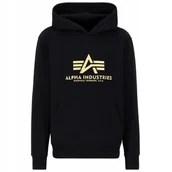 Bluzy męskie - Bluza z kapturem Alpha Industries Basic Carbon 146343 365 - Czarna/Złota - miniaturka - grafika 1