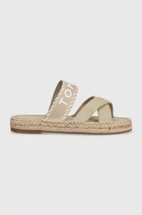 Tommy Hilfiger klapki SEASONAL WEBBING SANDAL damskie kolor beżowy FW0FW07181 - Klapki i japonki damskie - miniaturka - grafika 1