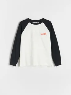 Reserved - Bawełniany longsleeve z nadrukiem - złamana biel - Bluzki dla chłopców - miniaturka - grafika 1