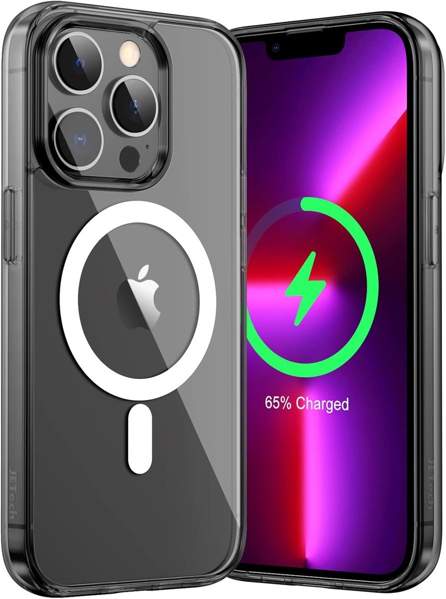JETech Magnetyczna Etui dla iPhone 13 Pro 6,1 Cala Kompatybilny z MagSafe Bezprzewodowy Ładowanie, Odporny Wstrząsy Case, Przezroczysty Tył, Odporny..