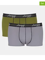 Majtki męskie - Sloggi Bokserki (2 pary) w kolorze zielonym i szarym - miniaturka - grafika 1