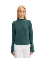 Swetry damskie - TOM TAILOR Denim Damski Sweter z wywiniętymi rękawami 1033056, 30358 - Green Dust Melange, XXL - miniaturka - grafika 1