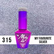 Lakiery hybrydowe - Molly Lac Lakier hybrydowy MollyLac Fantasyland Glitter My Favourite Silver 10 ml Nr 315 - miniaturka - grafika 1