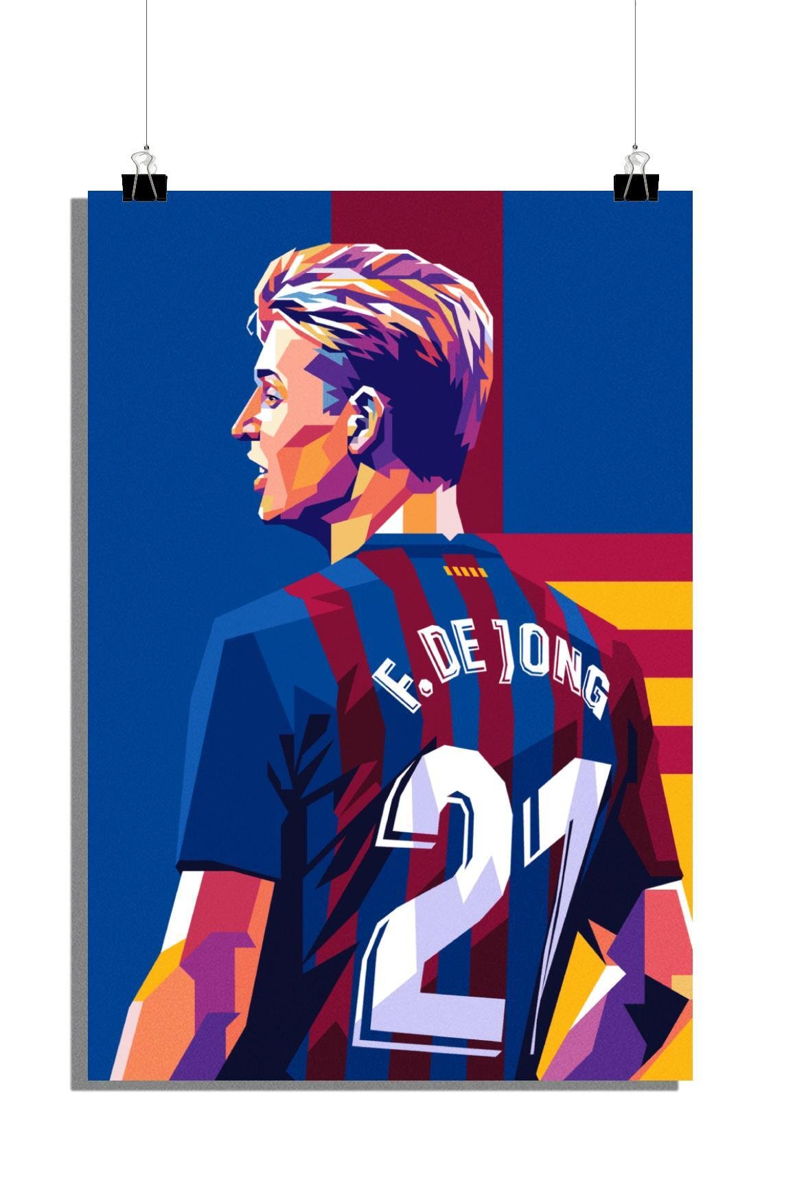 Plakat Frenkie de Jong - Plakat piłkarski - Plakat Barcelona - Plakat koszulka - Plakat pomocnik - 51x71cm - Idealny do oprawienia w ramkę