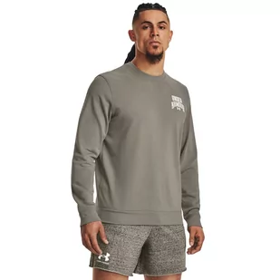 Męska bluza dresowa nierozpinana bez kaptura Under Armour UA Rival Terry Graphic Crew - szara - UNDER ARMOUR - Bluzy sportowe męskie - miniaturka - grafika 1