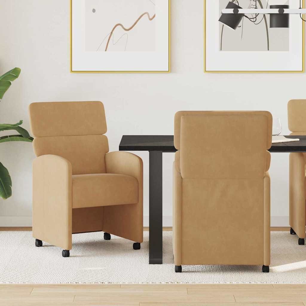 vidaXL vidaXL Krzesełka jadalne na kółkach 2 pcs Brązowy 58 x 65 x 98 cm