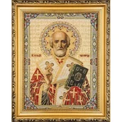 Dewocjonalia - Obraz Haftowany Św. Mikołaj 27,5x22cm - obraz - miniaturka - grafika 1