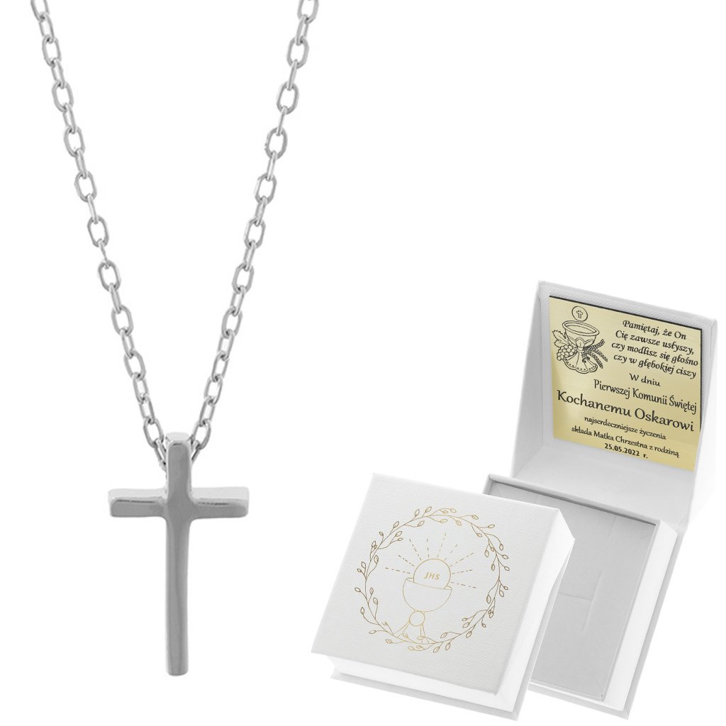 Łańcuszek srebrny KRZYŻYK ZESTAW ankier BIERZMOWANIE srebro 925