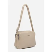 Torebki damskie - Damska Torebka Listonoszka Beżowa LUIGISANTO Trzykomorowa z Paskiem - miniaturka - grafika 1