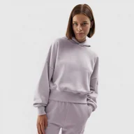 Bluzy sportowe damskie - Damska bluza dresowa nierozpinana z kapturem 4F 4FAW23TSWSF0717 - fioletowa - miniaturka - grafika 1