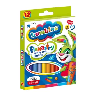 Bambino Flamastry Szkolne Do Szkoły Przedszkola Mazaki Pisaki 12 Kolorów - Szkolne artykuły papiernicze - miniaturka - grafika 1