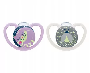 Nuk 730578 SMOCZEK USPOKAJAJĄCY SILIKONOWY SPACE NIGHT 0-6 2SZT/PUD - Smoczki uspokajające - miniaturka - grafika 1