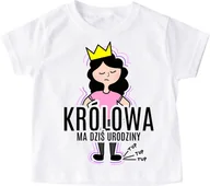 Koszulki dla dziewczynek - Koszulka na urodziny dla dziewczynki - czarne włoski - miniaturka - grafika 1