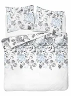 Pościel - Detexpol Pościel bawełniana 220x200 biała szara błękitna kwiaty 4462 B bawełna 40 - miniaturka - grafika 1