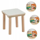 Zestawy mebli dla dzieci - Drewniany taboret dla dzieci, krzesełko dziecięce wysokość 27 cm, stołek - miniaturka - grafika 1