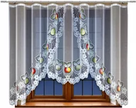 Firany - Firana wzór 21906 300x160cm owoce, jabłuszka malowane, kuchnia (z taśmą) - miniaturka - grafika 1