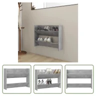 Szafki na buty - The Living Store Naścienna szafka na buty betonowa szara 80x18x60 cm materiał drewnopochodny - miniaturka - grafika 1