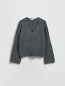 Swetry damskie - Reserved - Sweter z szerokimi rękawami - ciemnoszary - miniaturka - grafika 1