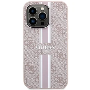 Etui Guess GUHMP15LP4RPSP Apple iPhone 15 Pro hardcase 4G Printed Stripes MagSafe różowy/pink - Etui i futerały do telefonów - miniaturka - grafika 4