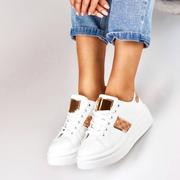 Buty sportowe damskie - Stylowe białe buty sportowe damskie - miniaturka - grafika 1