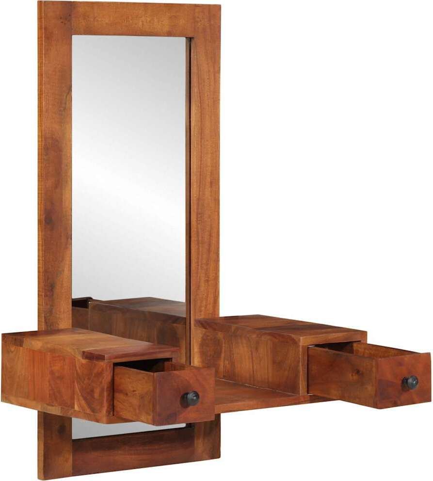 vidaXL Lustro ścienne z szufladami 60x33x90 cm lite drewno akacjowe