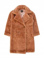 Płaszcze damskie - Guess Płaszcz Futrzany Dwurzędowy Z Kieszeniami Camel 128 Gma - miniaturka - grafika 1