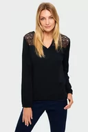 Bluzki damskie - Wiskozowa bluzka z ozdobną koronką - Greenpoint - miniaturka - grafika 1