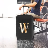 Walizki - Pokrowiec Na Walizkę Dużą Z Nadrukiem Czarny Dla Niej, Podróż, Ochrona - miniaturka - grafika 1