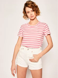 Koszulki i topy damskie - Tommy Jeans T-Shirt Textured DW0DW080 Kolorowy Regular Fit - grafika 1