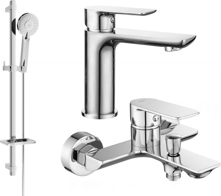 Mexen Alfa DQ40 zestaw wannowy, chrom - 745703DQ40-00