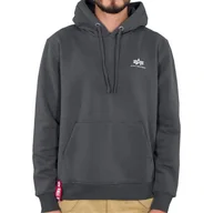 Bluzy męskie - Bluza ALPHA INDUSTRIES SMALL LOGO ciemnoszary (greyblack) kaptur 196318 136-XL - miniaturka - grafika 1