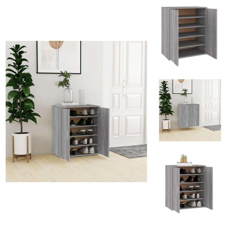 vidaXL Szafka na buty Szara Sonoma 60x35x70 cm Materiał drewnopochodny - Stojaki i szafki na buty