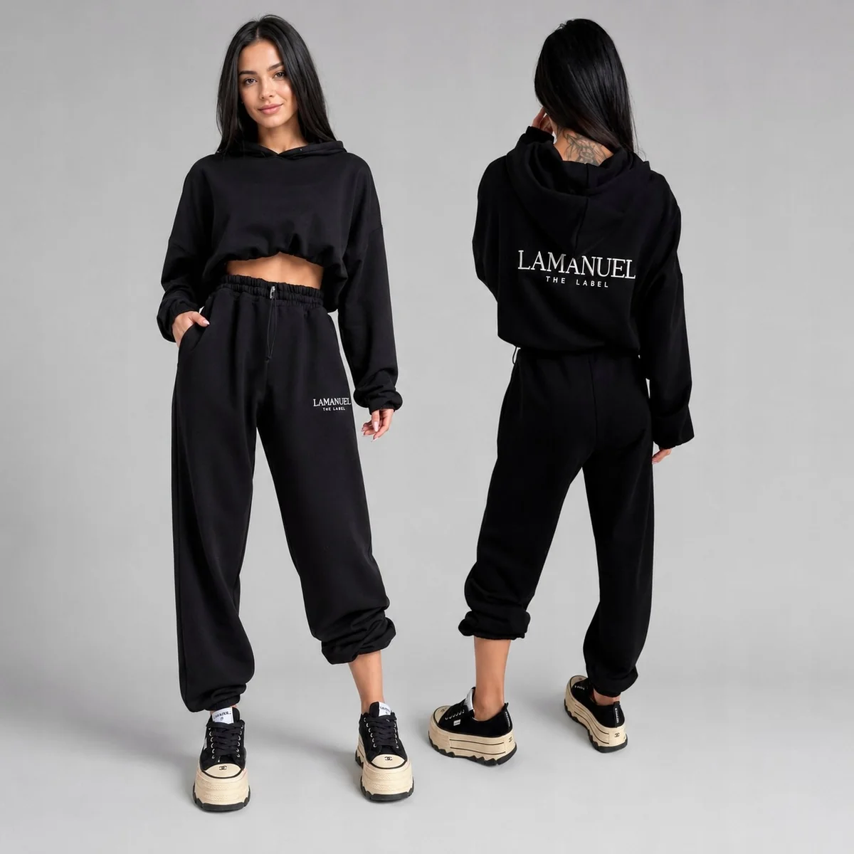 [r. uni] Spodnie damskie dresowe La Manuel joggery czarne
