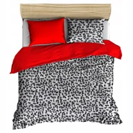 Pościel - pościel z polaru 220x220 + 2 poszewki P 304-5 DUO panterka czarna /czerwony - miniaturka - grafika 1