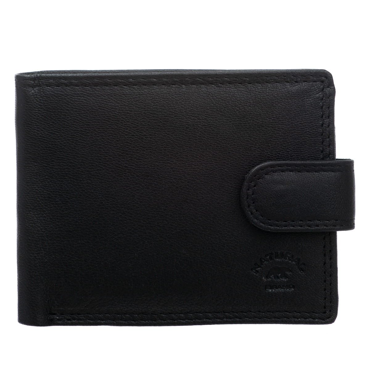 Mały Portfel Męski RFiD Skórzany Natural Brand Czarny