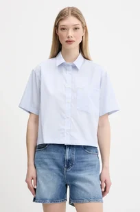 Guess Jeans koszula bawełniana damska kolor niebieski relaxed z kołnierzykiem klasycznym W5GH98 WH7Q1 - Koszule damskie - miniaturka - grafika 1