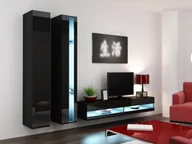Meblościanki - Cama Meble Zestaw VIGO NEW 5 czarny/czarny połysk - miniaturka - grafika 1
