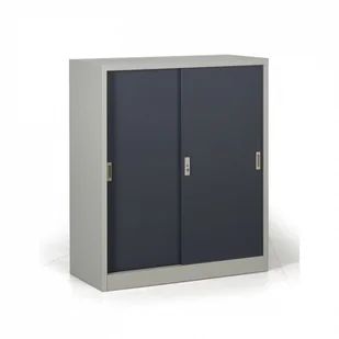 B2B Partner Metalowa szafa z przesuwnymi drzwiami, demontowana, 2 półki, 1000 x 1200 x 450 mm, ciemnoszary 908022 - Szafy biurowe - miniaturka - grafika 2