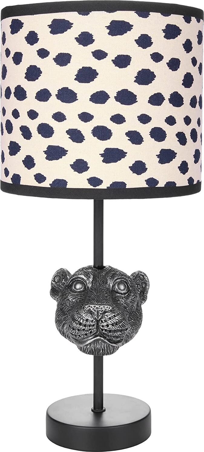 BRUBAKER Lampka stołowa lub nocna Leopard - Lampa stołowa z ceramiczną podstawą i kloszem z tkaniny - 40 cm wysokości, czarno-beżowa w kropki