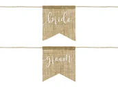 Wesele i ślub - Party Deco Zawieszki jutowe na krzesła Bride Groom - jutowe ZNK6-008 - miniaturka - grafika 1
