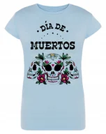 Koszulki i topy damskie - T-Shirt damski nadruk kolorowe CZASZKI r.L - miniaturka - grafika 1