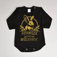 Body dla niemowląt - Pierwsza wspólna Wielkanoc - body wielkanocne - złoty nadruk - miniaturka - grafika 1