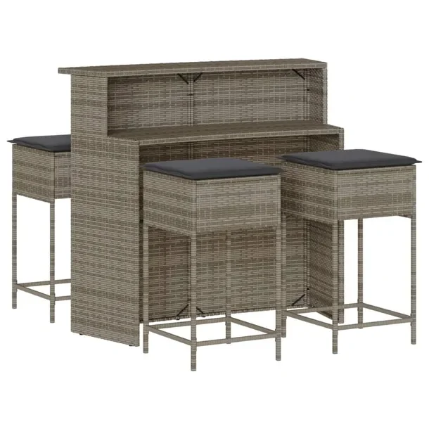 Zestaw Mebli Barowych Rattan PE 120x55x110 Szary